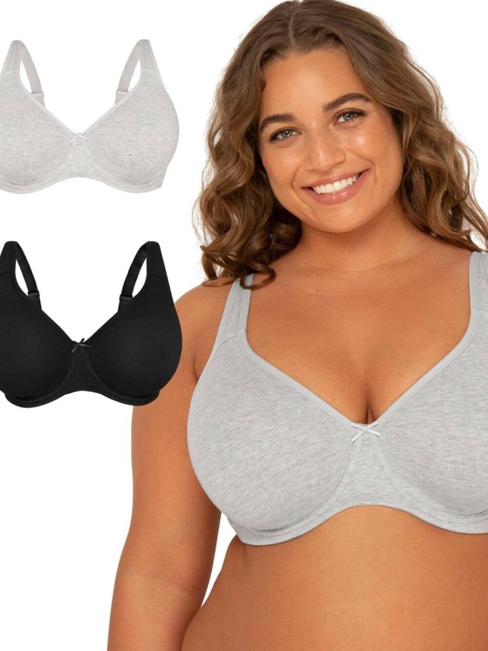 Plus Size Cotton Underwire Bra with Pinch-Free Straps & Smoothing Design